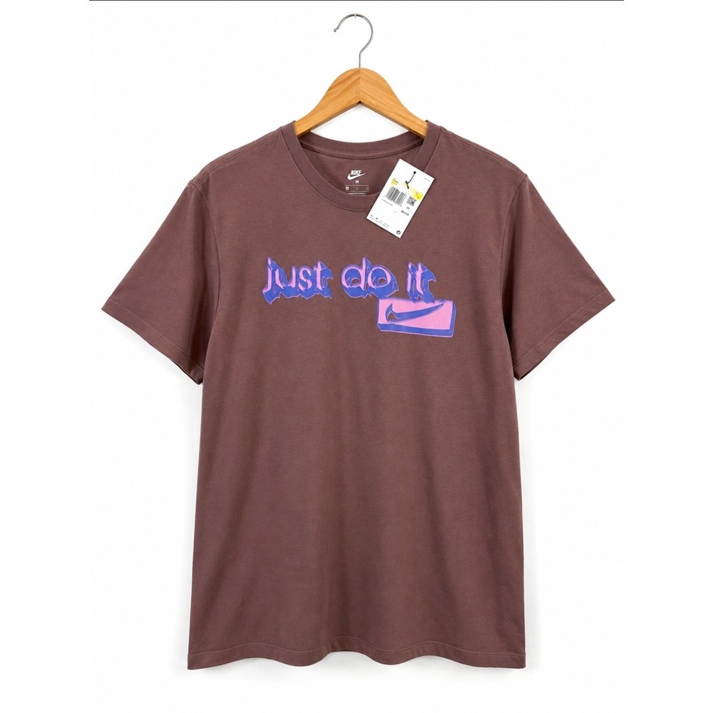 Nike Mens Just Do It Graphic Tee Brown Purple Blue Swoosh T-Shirt